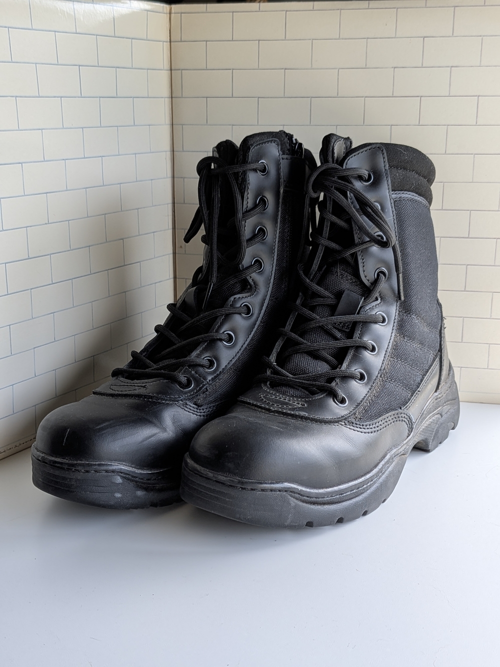 Nortiv8 Men's Black Tactical Lace-Up Boots